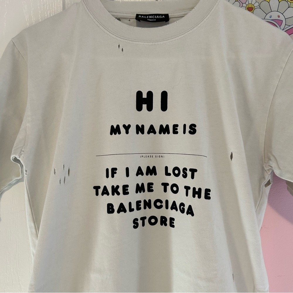 Balenciaga FW21 HI MY NAME IS Tee Distressed